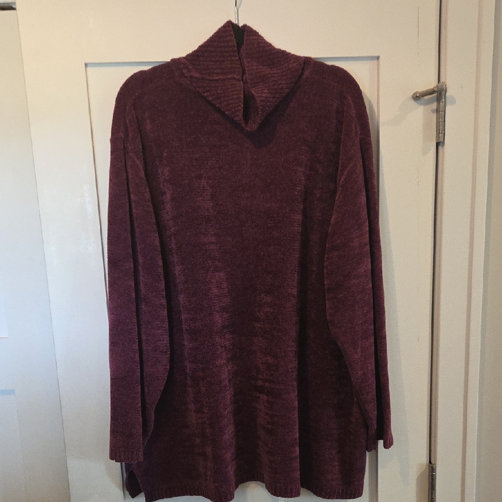Denim&Co Rich Burgundy Cowl Neck Sweater